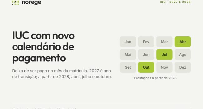 IUC: novo calendário de pagamento a partir de 2027